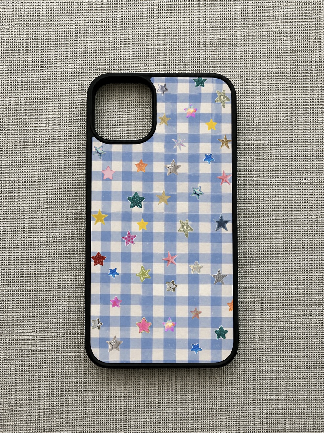 Blue Star Gingham aesthetic phone case